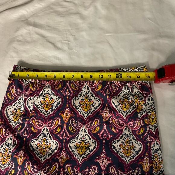 J. Crew Factory Navy Blue/ Pink Paisley Mini Skirt 4 Dopamine Boho Classic Prep - Picture 3 of 6